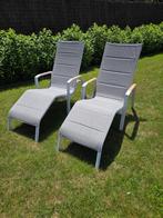 2 Ligzetels wit, Soltex mistgrijs /LIFE Outdoor, Tuin en Terras, Ophalen, Nieuw, Aluminium
