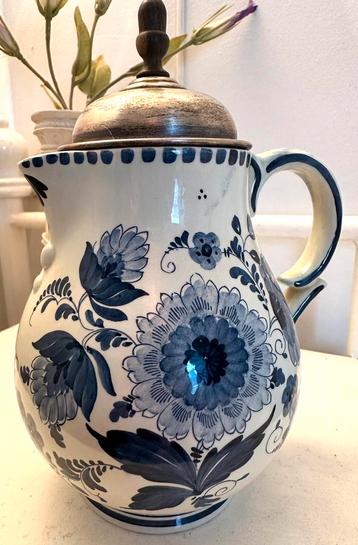 Théière en Delft, couvercle en argent, Antiquités & Art