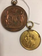 Twee Leopold II-medailles, Postzegels en Munten, Munten | België, Ophalen of Verzenden