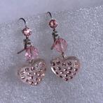 oorbellen hangers hartjes roze met diamantjes, Overige materialen, Hangers, Verzenden, Nieuw