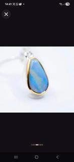 opaal hanger in sterling zilver vergulde setting, Ophalen, Zilver, Zilver