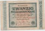 Zwanzig Milliarden Mark  1923 Duitsland, Postzegels en Munten, Los biljet, Duitsland, Ophalen of Verzenden
