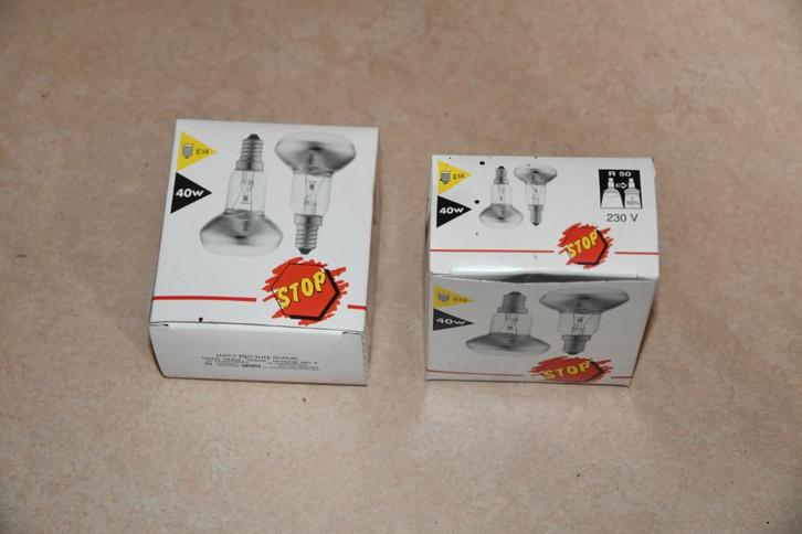 2 sets met elk twee spots (gloeilamp) E14 - R50 - 230V - 40W, Huis en Inrichting, Lampen | Losse lampen, Nieuw, Gloeilamp, 30 tot 60 watt