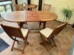 Teak tuinset Plantation; tafel, 4 st, serveerwagen, dienblad, Ophalen, Gebruikt, 6 zitplaatsen, Bijzettafel