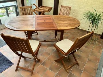 Teak tuinset Plantation; tafel, 4 st, serveerwagen, dienblad beschikbaar voor biedingen