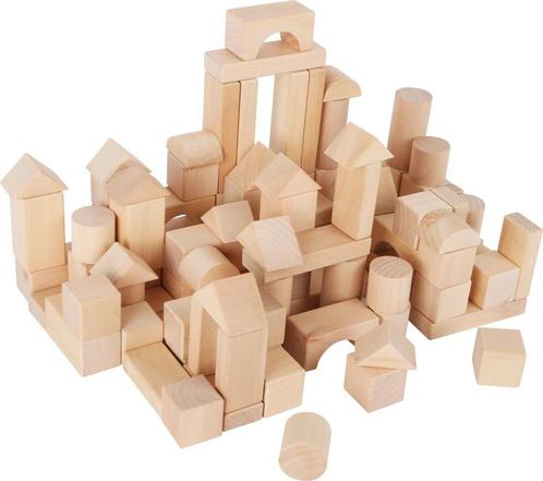 Houten bouwblokken blank in linnen opbergzak, Kinderen en Baby's, Speelgoed | Houten speelgoed, Nieuw, Overige typen, Ophalen of Verzenden