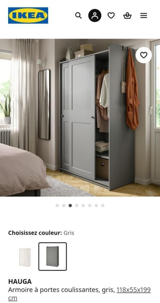 Penderie Ikea "Hauga", Huis en Inrichting, Kasten | Kleerkasten, Zo goed als nieuw, 150 tot 200 cm, 100 tot 150 cm, 50 tot 75 cm