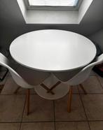 Witte ronde tafel (Tulip-stijl) + 2 stoelen, Enlèvement, Comme neuf