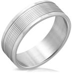 Bague pour hommes en acier inoxydable avec rainures, Bijoux, Sacs & Beauté, Bagues, Enlèvement ou Envoi, Fer ou Acier, Argent