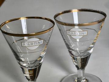 2 retro Martini glazen, jaren 60  beschikbaar voor biedingen