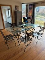 Glazen tafel + 5 stoelen, Huis en Inrichting, Tafels | Eettafels, Ophalen, Zo goed als nieuw