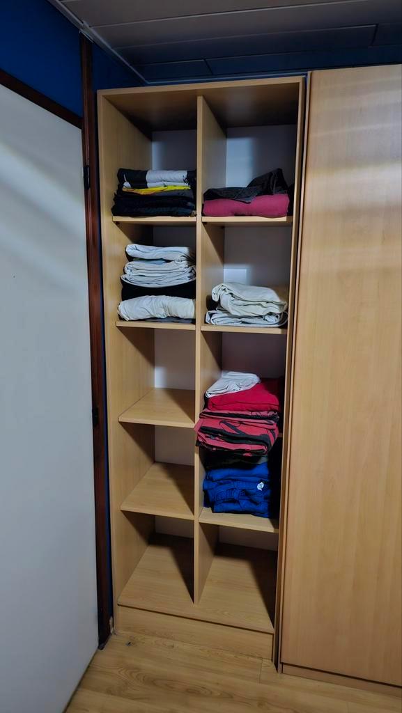 Open rek/kast met 10 vakken in beuken en witte rug, Huis en Inrichting, Kasten | Kleerkasten, Zo goed als nieuw, 200 cm of meer