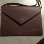 Bruine lederen handtas, omslagmodel, Handtassen en Accessoires, Tassen | Damestassen, Ophalen, Zo goed als nieuw, Bruin, Schoudertasje