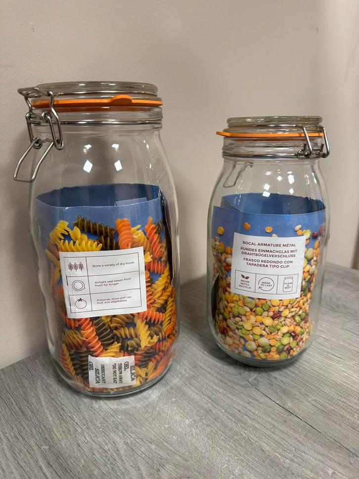Glazen weckpotten met klemdeksel – ideaal voor pasta, Huis en Inrichting, Keuken | Potten en Pannen, Glas, Ophalen
