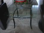 brocante  bijzet tafel: brons en glas, Ophalen