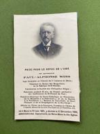 Juge Paul Alphonse WINS 1851 Mons 1929, Verzamelen, Bidprentjes en Rouwkaarten, Ophalen of Verzenden, Bidprentje