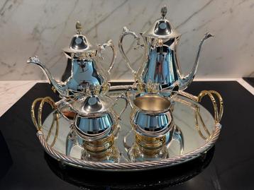 Verzilverd prachtig koffie theeservies 5 delig van Sacalella beschikbaar voor biedingen