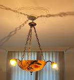 Antieke Art Deco Luster – Albasten Schaal & Messing, Antiek en Kunst, Antiek | Verlichting, Ophalen