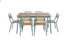 tuintafel met 6 stoelen eucalyptus hout - groen, Tuin en Terras, Tuintafels, Ophalen, Zo goed als nieuw, Rechthoekig, Hout