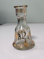 Vintage glazen vaas 20cm glas met palmboom bloemen vaas, Antiek en Kunst, Ophalen of Verzenden