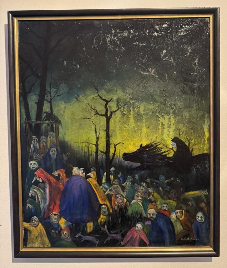 Fraai olieverfschilderij op doek van Sylvain Beerens, 63x53, Antiek en Kunst, Kunst | Schilderijen | Klassiek, Ophalen