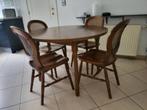Keukentafel met stoelen, Huis en Inrichting, Tafels | Eettafels, Ophalen, Zo goed als nieuw, Vier personen, Eikenhout