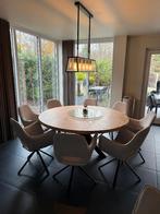 eiken ronde tafel, Huis en Inrichting, Tafels | Eettafels, Ophalen, 150 tot 200 cm, Zo goed als nieuw, Vijf personen of meer
