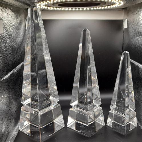 3 obélisques du Val Saint Lambert. Signés, Antiek en Kunst, Antiek | Glaswerk en Kristal, Ophalen