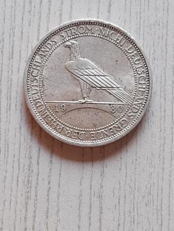 3 Reichsmark 1930, Zilver, Bevrijding van Rijnland, Zeldzaam beschikbaar voor biedingen