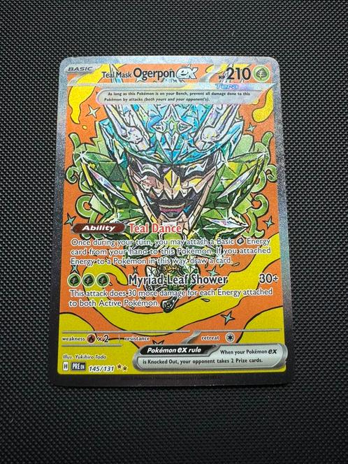 Teal Mask Ogerpon Ex - 145/131 (Prismatic Evolutions), Hobby en Vrije tijd, Verzamelkaartspellen | Pokémon, Ophalen of Verzenden