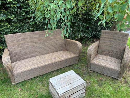3 zit en 1 zit in kunstrotan . Weersbestendig., Tuin en Terras, Tuinsets en Loungesets, Gebruikt, Tuinset, Kunststof, 3 zitplaatsen