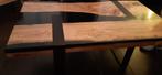 Table de salon désign en bois, résine et métal, 45 à 60 cm, Rectangulaire, Bois, Industriel