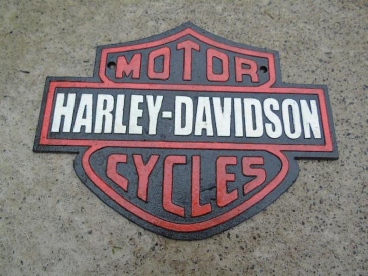 gietijzeren wandfronton met reliëf, HARLEY DAVIDSON, Tuin en Terras, Tuinwanddecoratie, Nieuw, Ophalen