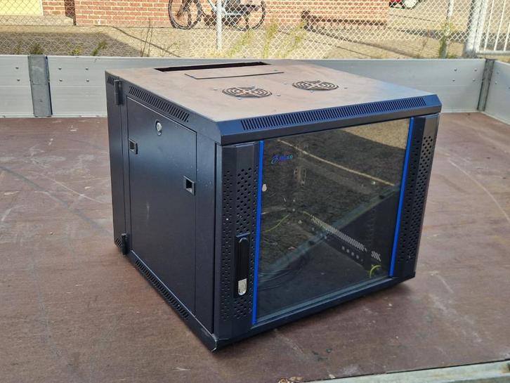 Patchkast / Serverkast 19 inch – 61x60x51 cm, Computers en Software, Serverkasten, Zo goed als nieuw, Glas, Plaatstaal, Ophalen of Verzenden