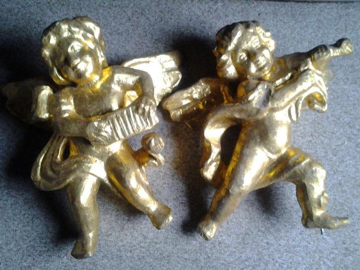 Super grote gouden decoratie engelen + ornamenten - set 8 st, Antiek en Kunst, Curiosa en Brocante, Ophalen