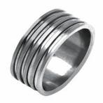 Brede stalen herenring afwerking mat/glans - OP=OP!, Handtassen en Accessoires, Ringen, Ophalen of Verzenden, Nieuw, IJzer of Staal