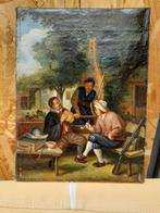 Oud schilderijtje, olie op doek, Vlaamse school, ( 18e E ), Enlèvement