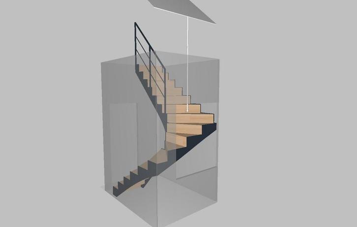 Moderne stalen trap met houten treden - NIEUW!, Doe-het-zelf en Bouw, Ladders en Trappen, Nieuw, Trap, Ophalen