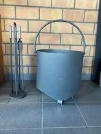 Houtketel op wielen + materiaal haard, Huis en Inrichting, Haarden, Ophalen, Houthaard