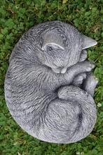 Superbe chat endormi en pierre patinée, Jardin & Terrasse, Statues de jardin, Enlèvement ou Envoi, Neuf, Autres matériaux, Animal