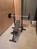 Fitnessbank + gewichten, Sport en Fitness, Fitnessmaterialen, Ophalen, Zo goed als nieuw, Rug, Fitnessbank