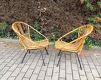 Set van 2 vintage bamboe schelpstoelen ook apart te koop, Ophalen of Verzenden