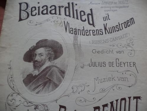 oude partituur 'Beiaardlied' Benoit De Geyter Rubens cantate, Antiquités & Art, Antiquités | Livres & Manuscrits, Enlèvement ou Envoi