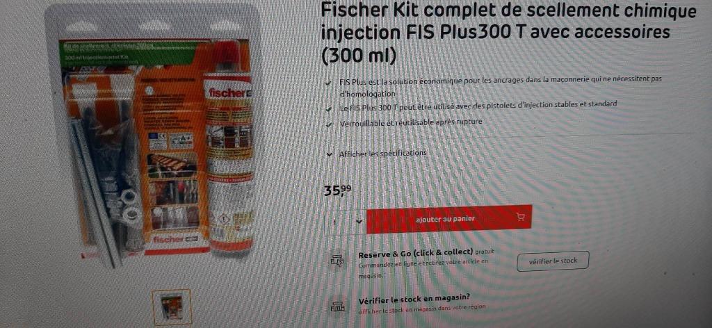Kit de Scellement pour Chauffe-Eau Fischer 300ml 