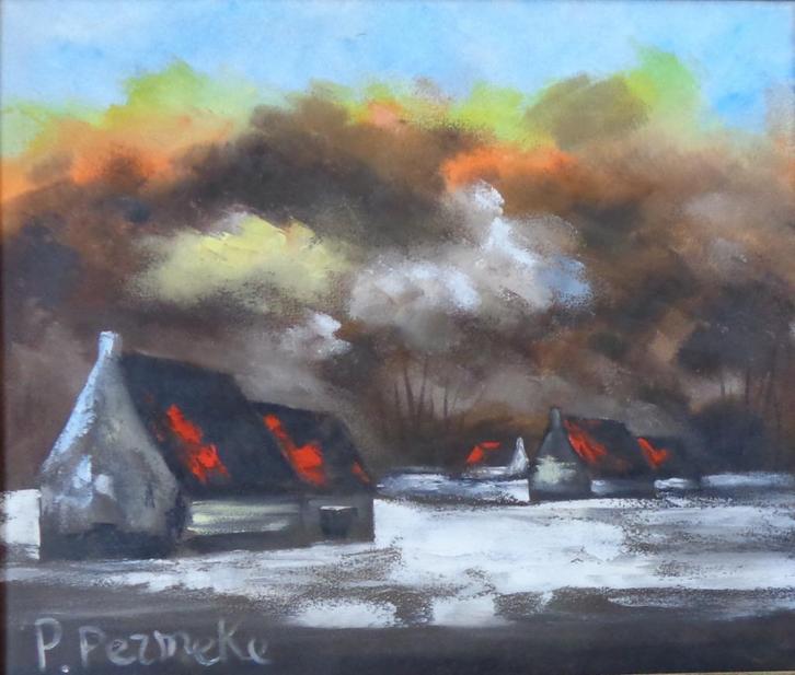 PAUL PERMEKE / WINTERLANDSCHAP / OLIEVERF DOEK / 81x91cm KAD, Antiek en Kunst, Kunst | Schilderijen | Klassiek, Ophalen