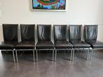 6 Eetkamerstoelen, Huis en Inrichting, Stoelen, Ophalen, Gebruikt, Zwart, Leer