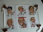 12 Caricatures NESTEN champions du monde Double poster 70x50, Autres types, Utilisé, Enlèvement ou Envoi