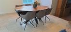 Teak ovale tafel stalen rand matrixpoot 200 cm x 100 cm, Ophalen, 100 tot 150 cm, Teakhout, 200 cm of meer