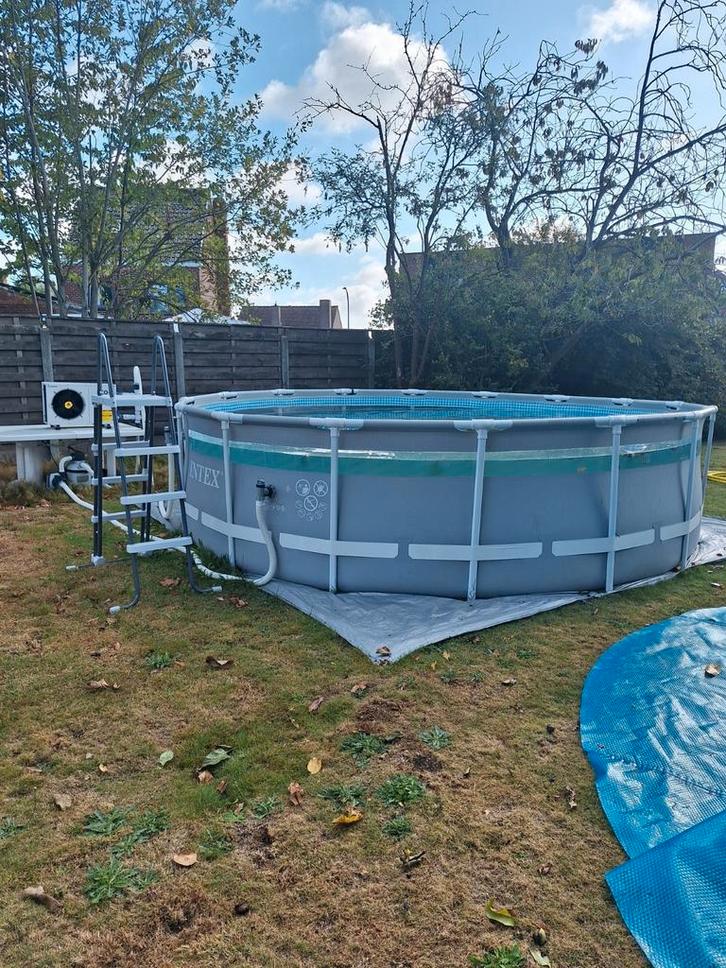 Intex zwembad met zandfilter en warmtepomp, Tuin en Terras, Zwembaden, Gebruikt, Opzetzwembad, 80 tot 120 cm, Rond, Ophalen