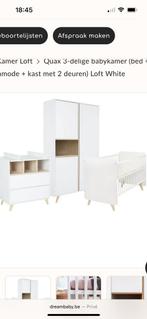 Complete babykamer quax loft wit, Enlèvement, Comme neuf, Sommier à lattes